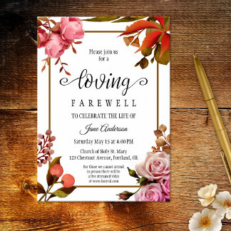 Invitation Elégant floral funéraire service Memorial Invitati