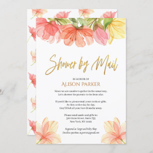 Invitation Elégant Floral Gold Script Aquarelle Verdure