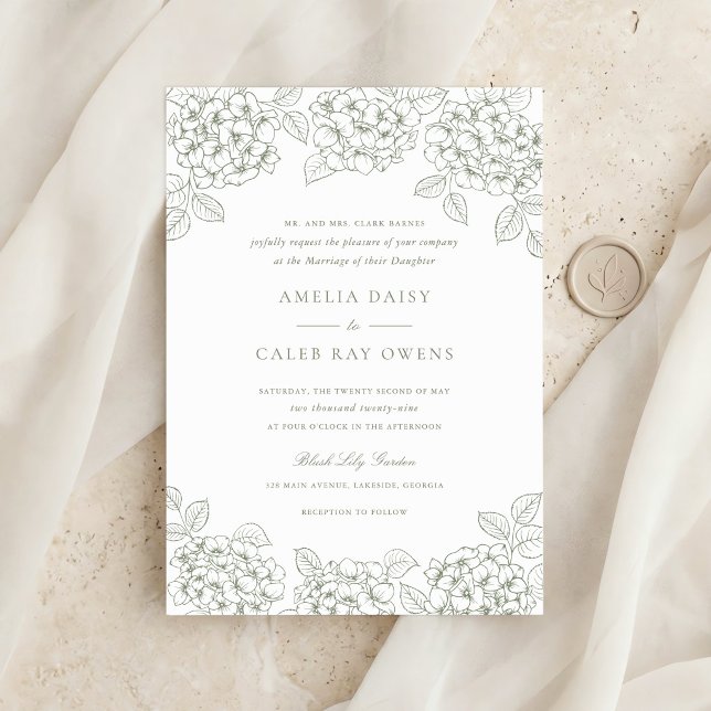 Invitation Élégant floral Hydrangea Cadre Mariage (Créateur téléchargé)