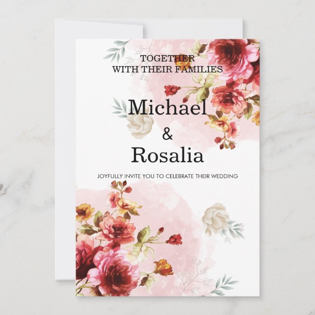 Invitation elegant floral illustrations (Devant)