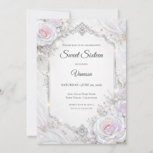 Invitation Élégant floral iridescent pour les 16 ans