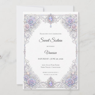 Invitation Élégant floral iridescent Sweet 16