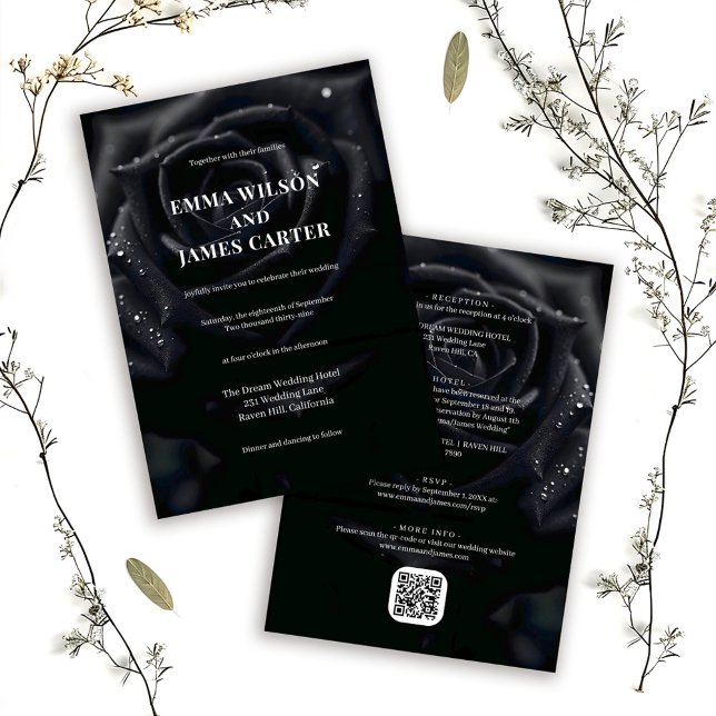 Invitation Elegant Floral Midnight Rose All in One Wedding (Créateur téléchargé)