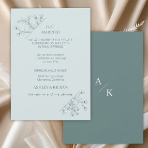 Invitation Élégant Floral Moderne Turquoise Juste Marié