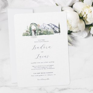 Invitation Élégant floral montagne   Mariage