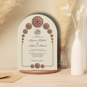 Invitation Élégant Floral Motif Arch Mariage
