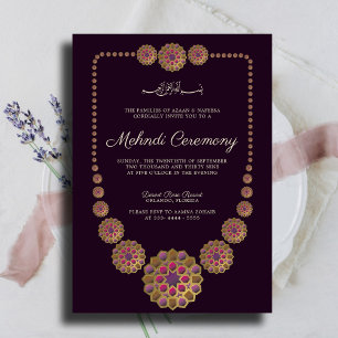 Invitation Elégant & Floral Motif géométrique Islam Mehndi