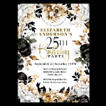 Invitation Élégant Floral noir et or 25e anniversaire<br><div class="desc">Élégante Invitation Florale Noir et Or 25ème Anniversaire Pour Femmes. Il Est Facile De Changer L'Exemple De Texte En Vous Propre En Cliquant Sur Personnaliser. Cliquez Sur Personnaliser/Modifier Avec L'Outil De Conception Pour Modifier Le Type De Police, La Couleur De Police, La Taille De Police Ou Pour Ajouter/Supprimer/Modifier Le Texte...</div>