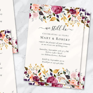 Invitation Élégant Floral Nous Faisons Toujours Vow Renouvell