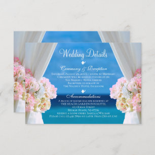 Invitation Elégant Floral Ocean Beach Détails de mariage