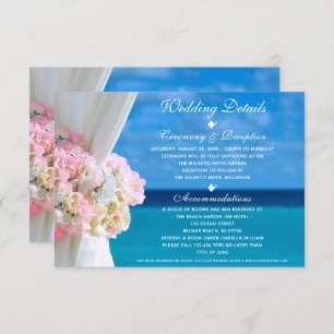 Invitation Elégant Floral Ocean Beach Détails de mariage Cart