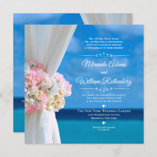 Invitation Elégant Floral Ocean Beach Mariage été