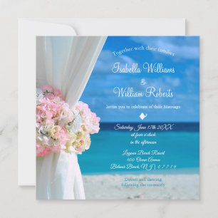 Invitation Elégant Floral Ocean Beach Mariage été