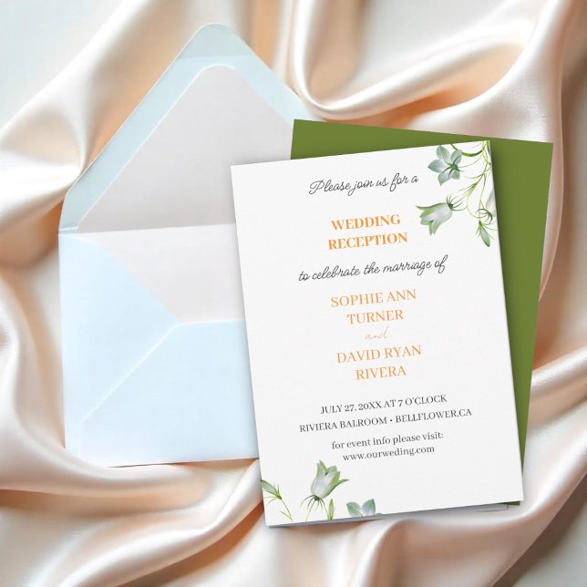 Invitation Elégant Floral Olive Bellflower Réception de maria (Créateur téléchargé)