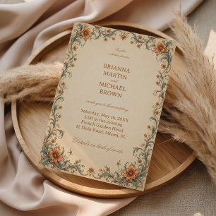 Invitation Élégant Floral Ornemental Vintage