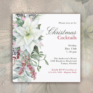 Invitation Élégant Floral Poinsettia Holiday Cocktail Party