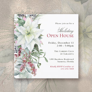 Invitation Elégant Floral Poinsettia Holiday Open House
