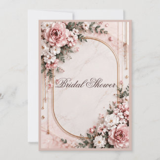 Invitation Élégant floral rose tendre