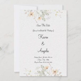Invitation Élégant Floral Save The Date Mariage