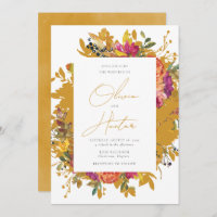 Elégant floral Silhouette moutarde Jaune Mariage I