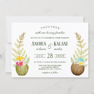 Invitation Elégant Floral Tropical Hawaii Beach Mariage