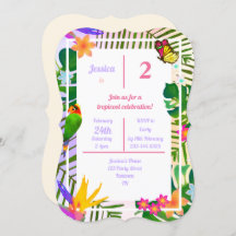 Élégant floral tropical vert palmier 2ème annivers