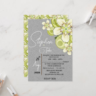 Invitation Élégant floral vert