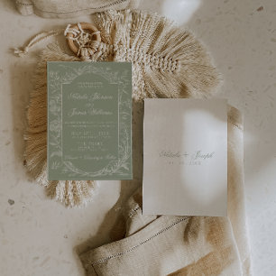 Invitation Élégant floral vert sauge boho botanique mariage