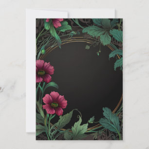 Invitation Élégant floral victorien sombre vert foncé rose