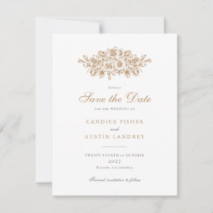 Invitation Élégant Floral Vintage Botanique Mariage Date de s