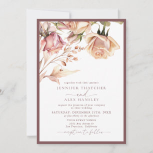 Invitation Élégant floral Vintage   Mariage Rsvp Code Qr