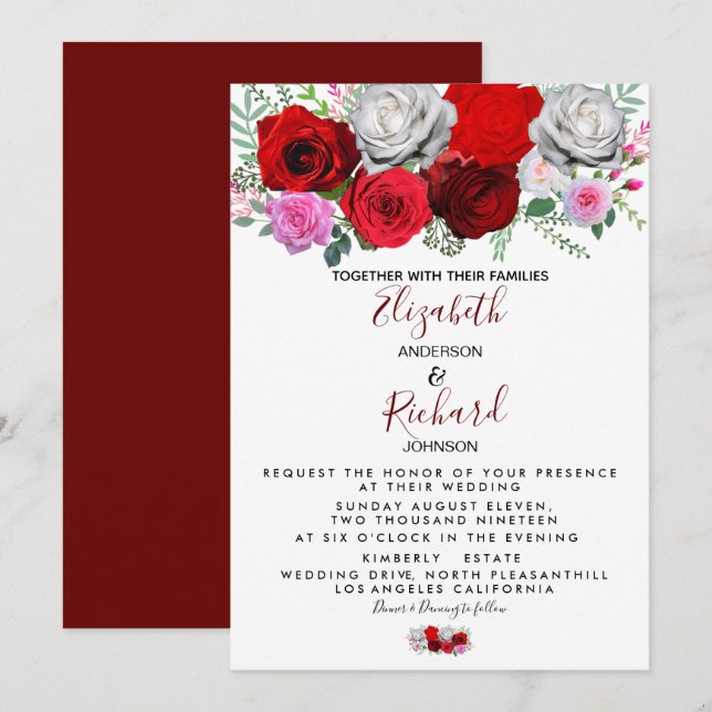 Invitation Elegant Floral Wedding (Devant / Derrière)