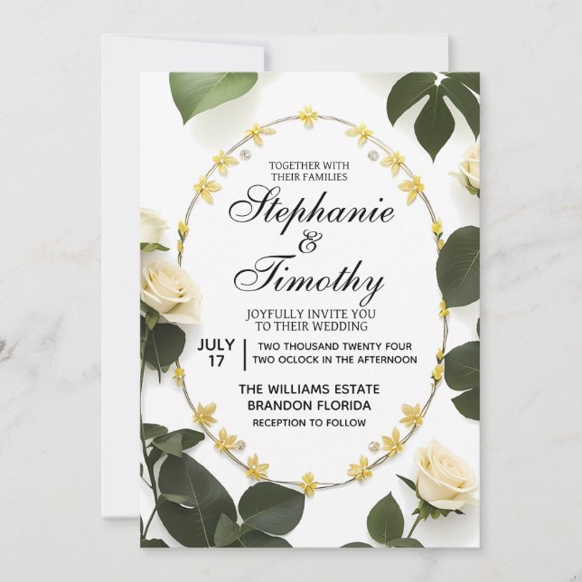 Invitation Elegant Floral Wedding (Devant)
