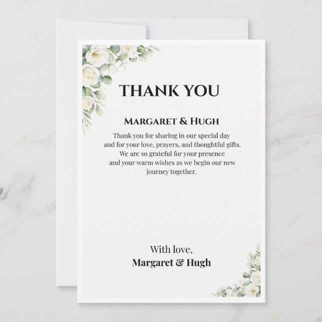 Invitation Elegant Floral Wedding Thank You Card (Devant)