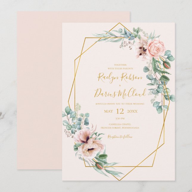 Invitation Élégant flou | Mariage Décontracté Pastel (Devant / Derrière)