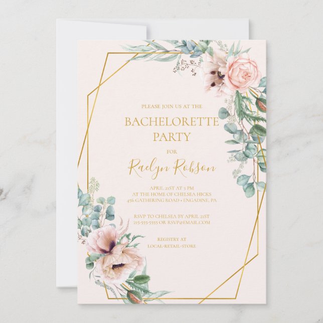 Invitation Élégant flou | Pastel Bachelorette Party (Devant)