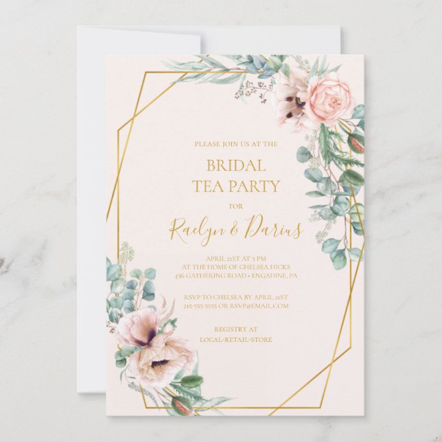 Invitation Élégant flou | Pastel Bridal Tea Party (Devant)