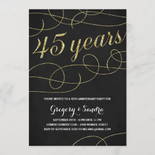 Invitation Elegant Flourish   Faux Or En Feuille 45e Annivers
