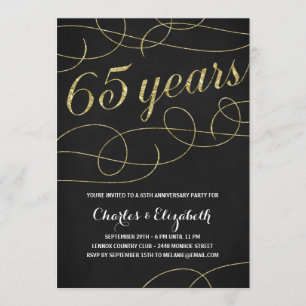 Invitation Elegant Flourish   Faux papier doré 65e anniversai