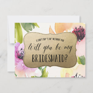 Invitation Elegant Flowers Or   Demoiselle d'honneur