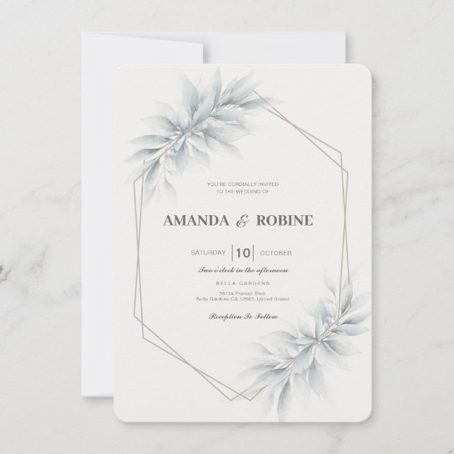Invitation Élégant Foliage Mariage moderne (Devant)