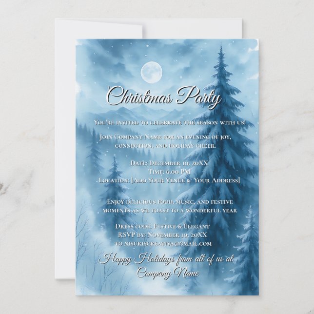Invitation Elégant Forêt d'hiver Cadeaux de vacances d'entrep (Devant)