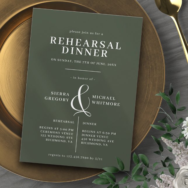 Invitation Elégant Forêt Green Moss Dîner De Répétition Forme (Créateur téléchargé)