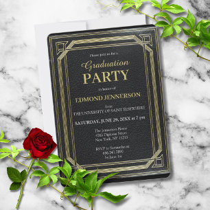 Invitation Élégant Formal Black Gold 2025 Graduation Party