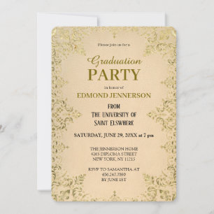 Invitation Élégant Formal Gold 2025 Graduation Party