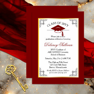 Invitation Élégant Formal Gold College Graduation Party