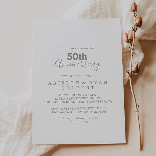 Invitation Élégant Formel Minimal 50e Anniversaire de Mariage (Créateur téléchargé)