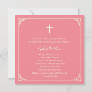 Invitation Elegant Frame Baptism/Christening Invite