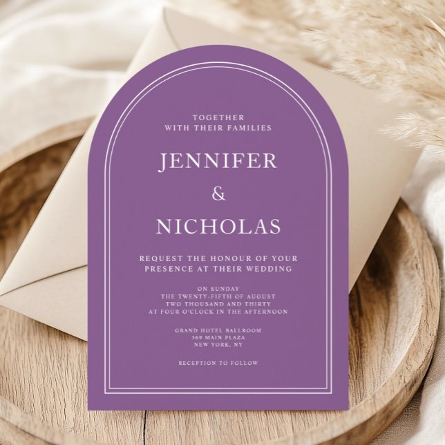 Invitation Élégant Français Lilac violet Mariage (Elegant Formal French Lilac Purple Wedding Invitation)