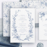 Invitation Élégant Français Vintage bleu Mariage floral<br><div class="desc">Elégant bleu Vintage Floral Mariage</div>